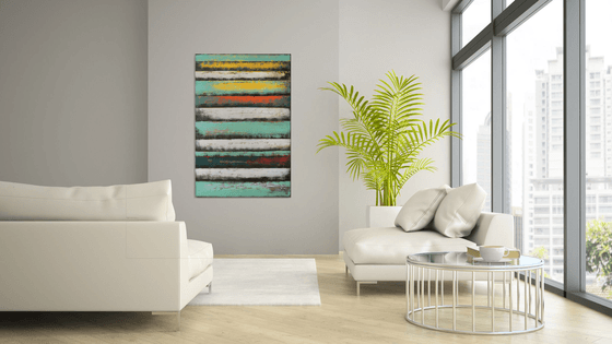 Colorful Abstract Painting - Vertical Panels Light - Ronald Hunter - 19S
