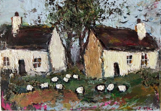 PEAR TREE COTTAGE.   FRAMED.