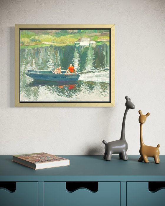Two in a boat , not counting the dog