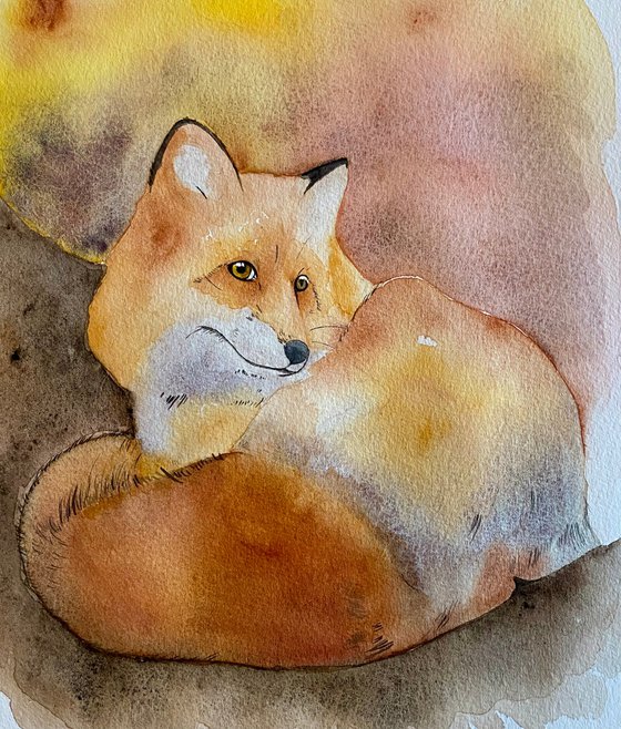 Foxy. Watercolour painting