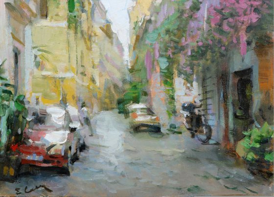 Oil Painting "Quiet street"  ready to hang
