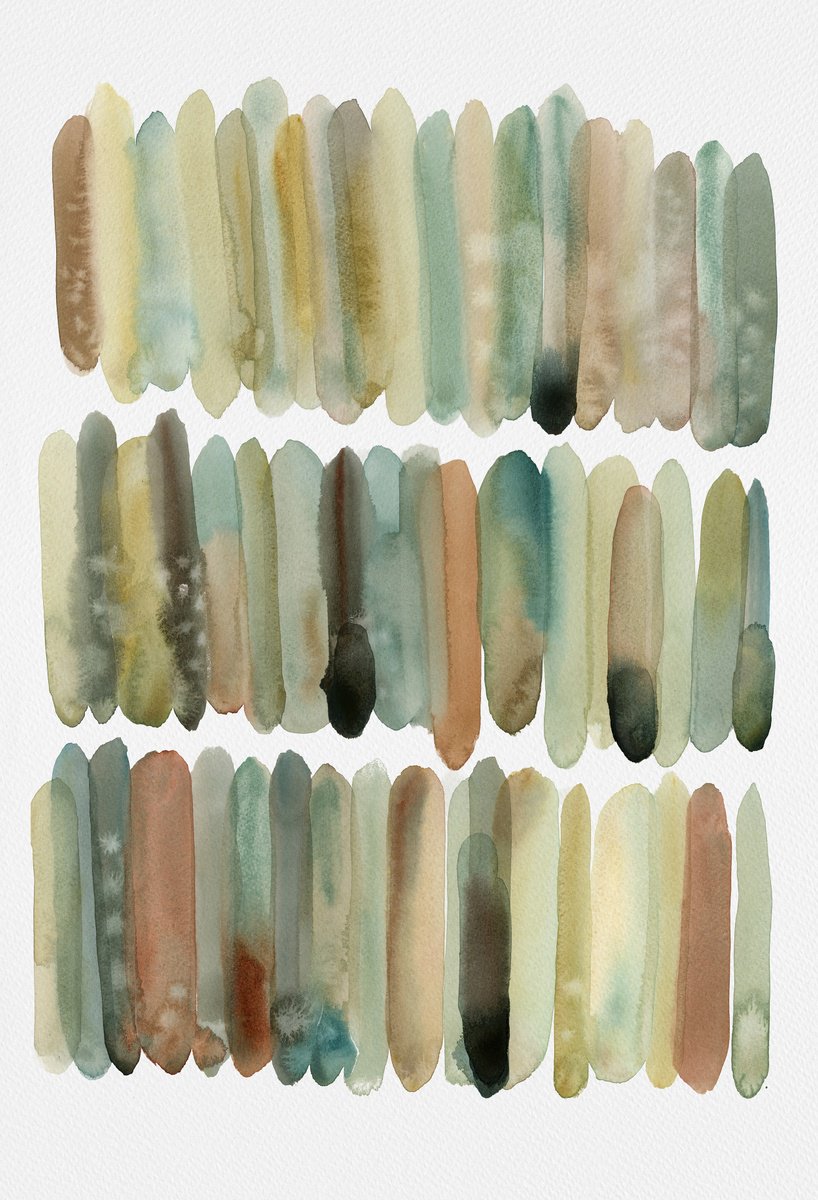 Organic Abstract Watercolour By Dena Adams, 15 X 22, Meditations 3 (Palisade), Original Artwork