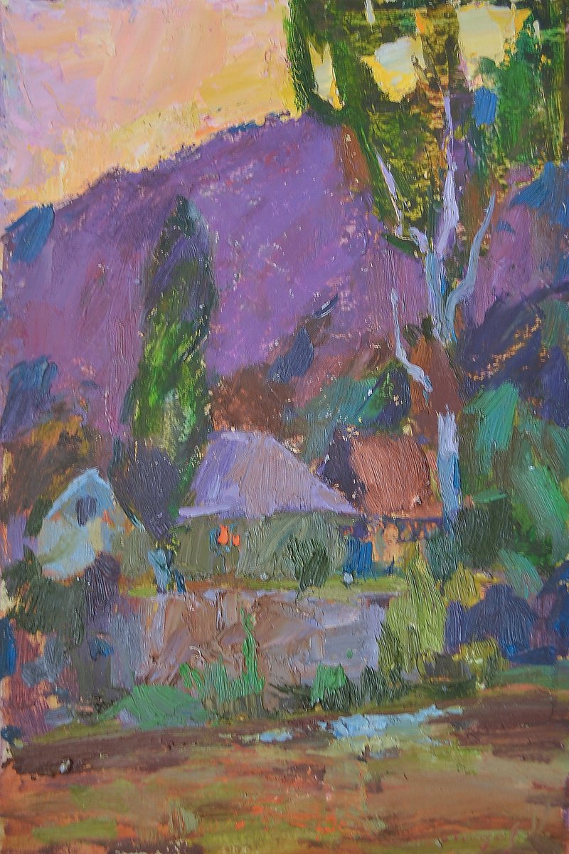 Impressionistic Landscape Oil Painting By Alexander Shandor, 12 X 18, Evening, Original Artwork