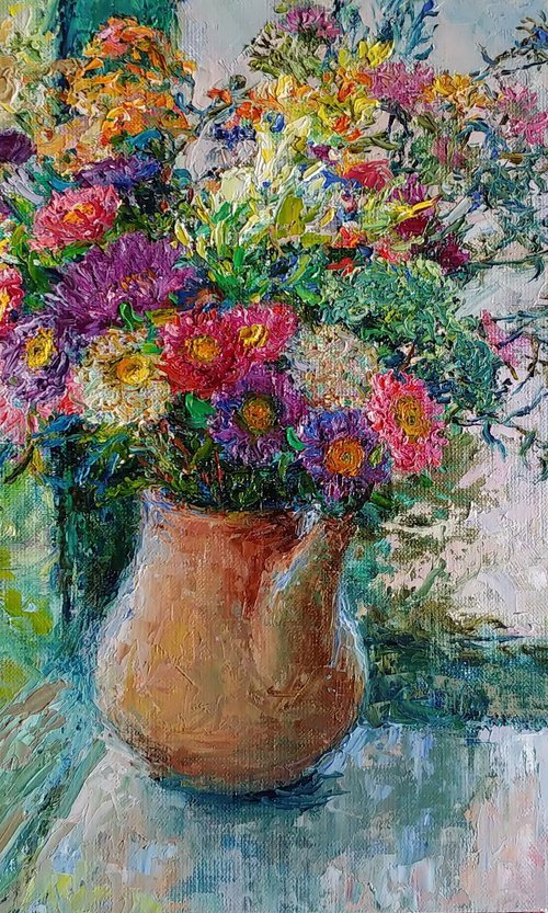 A bouquet of chrysanthemums by Svitlana Gunchenko
