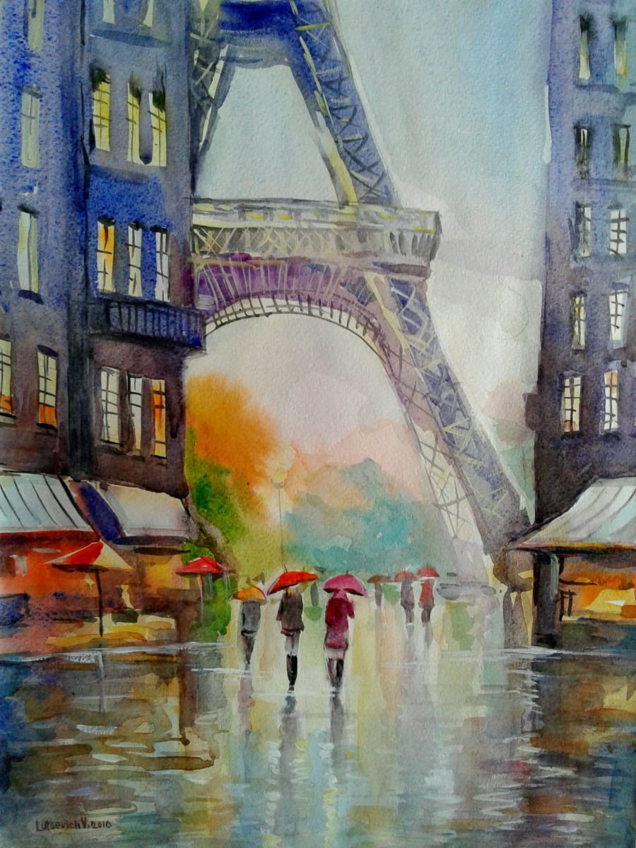 Rainy Paris. city sketches-1 by Vladimir Lutsevich