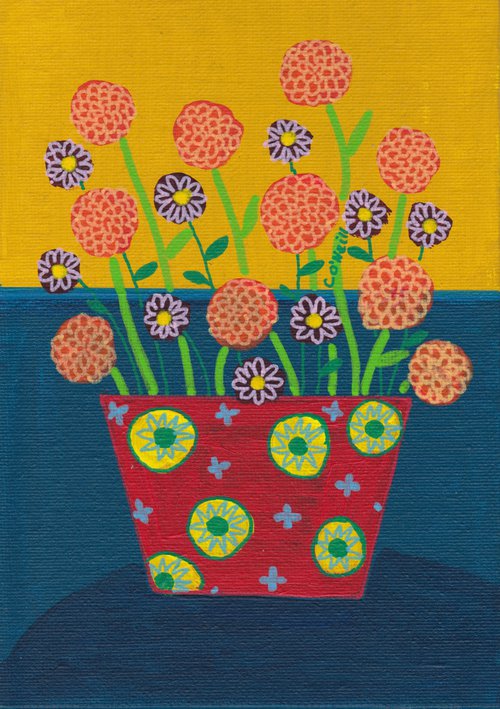 Red and Yellow Flower Pot by Catherine O’Neill