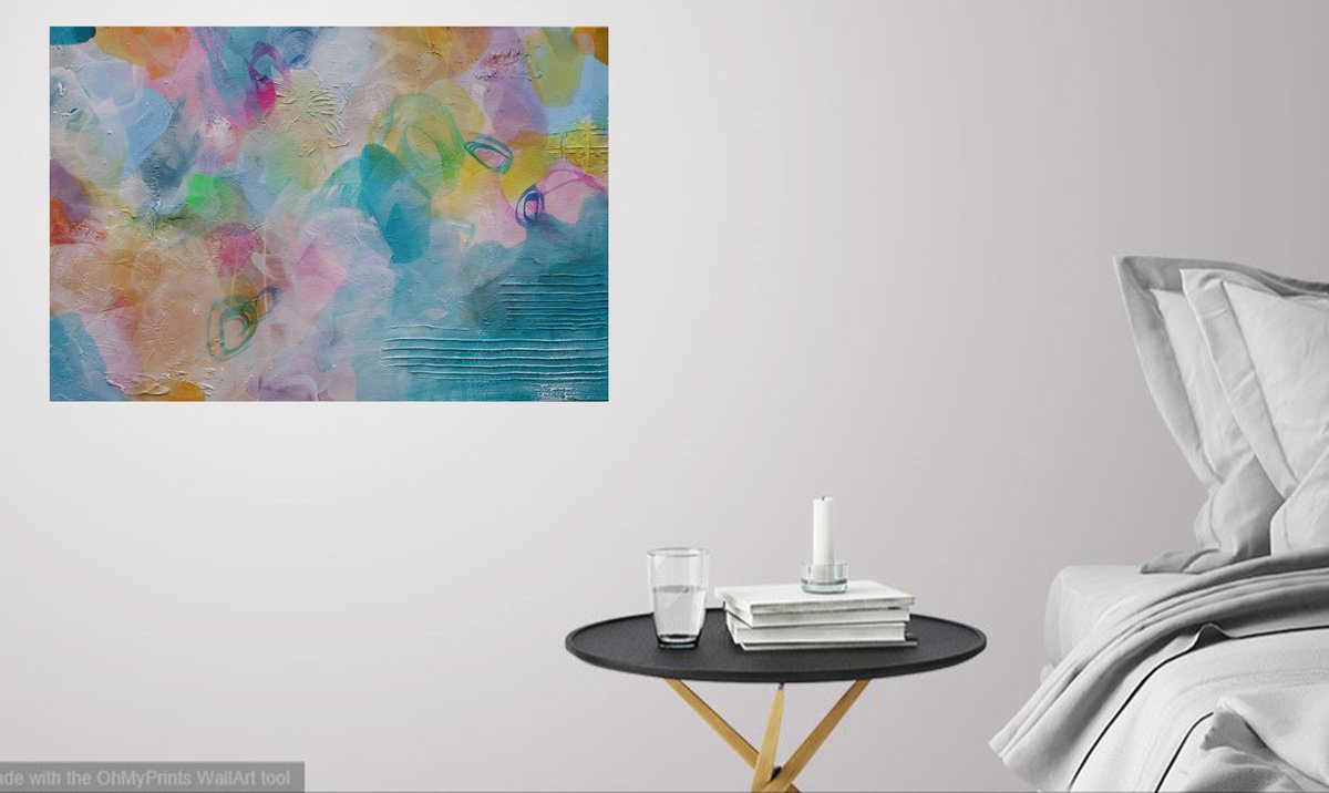 Abstract Acrylic Painting By Susan Wooler, 30 X 20", Summer Haze, Original Artwork