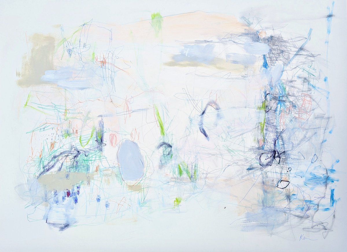 Organic Abstract Painting By Kerri Mccabe, 30 X 22", Drift Into A Dream., Original Artwork