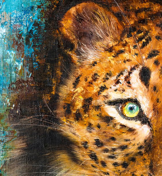 WILD PREDATOR - Big leopard. Leopard abstract style. Wild cat. Spotted leopard. Powerful paws. Nature. Predator. Hunting.