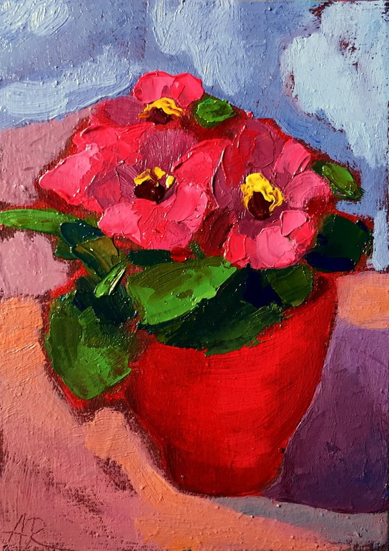 Flowers In Red Pot