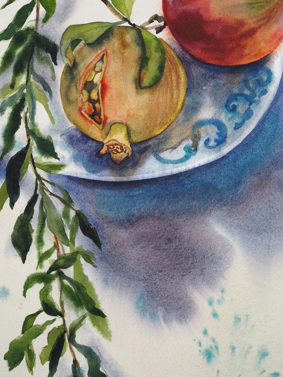 Pomegranates on a plate