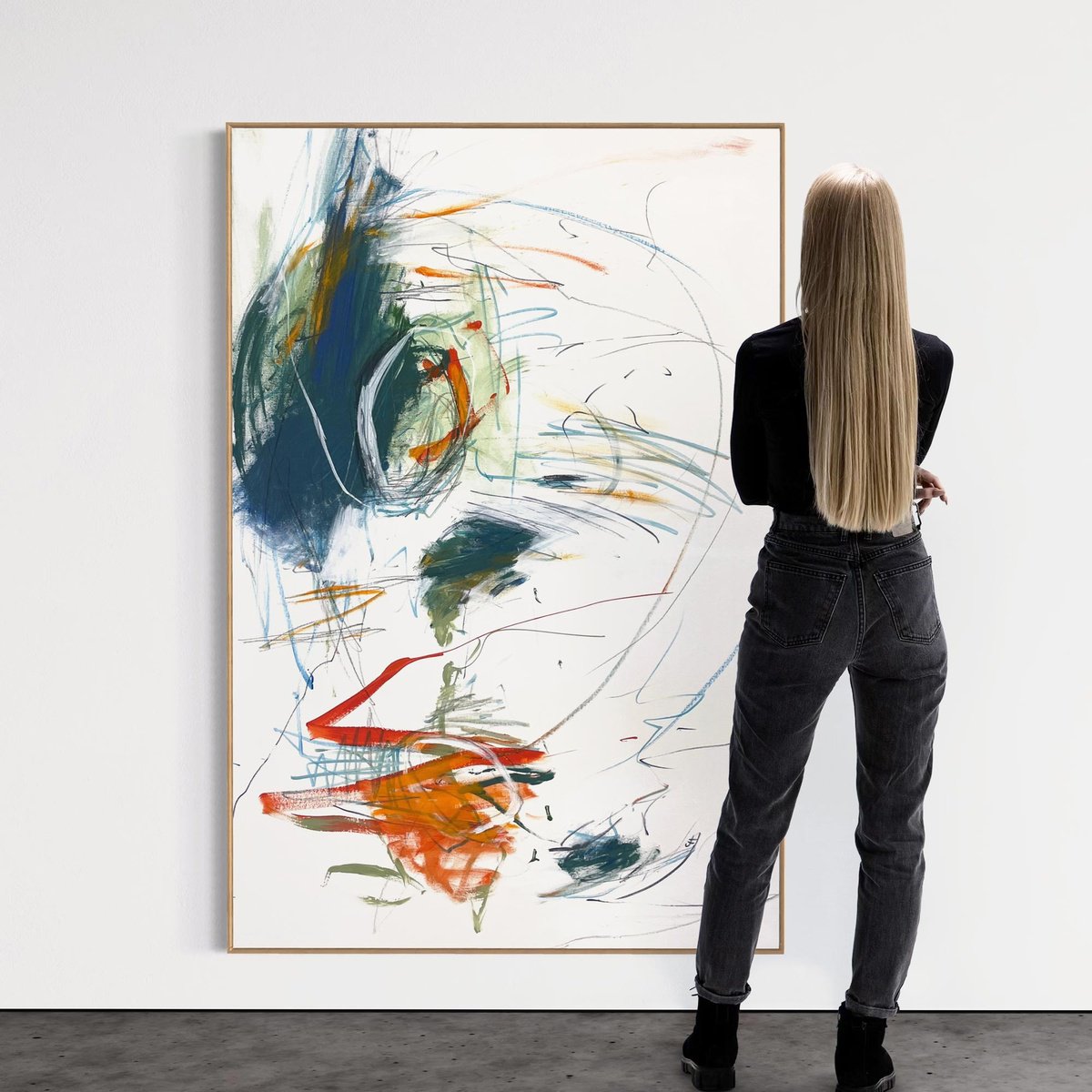 Expressive Portrait Acrylic Painting By Cheryl Harrison, 39 X 59, I See You, Original Artwork