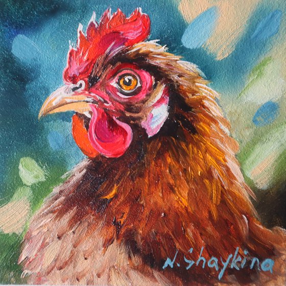 Chicken Painting Framed