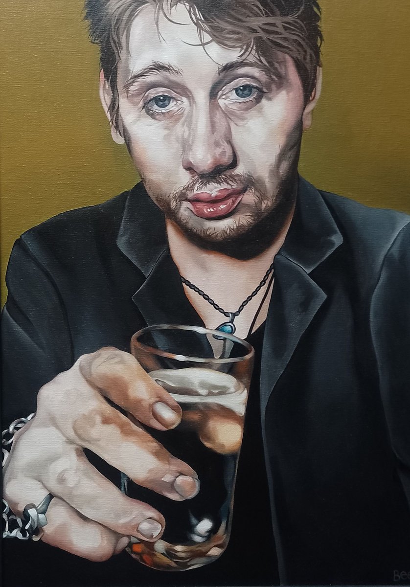 Expressive Portrait Oil Painting By Jo Beer, 21 X 2, Lyrical...shane Mcgowan, Original Artwork