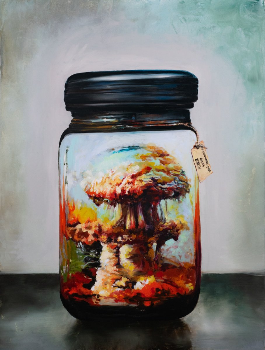 Surrealistic Still Life Oil Painting By Dan Laurentiu Arcus, 24 X 31, Pickled Atomic Blast (Non Consumunt Post August Mcmxlv), Artfinder