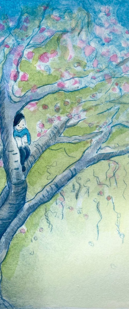 Reading in the Cherry Tree 4/10 by Rebecca Denton