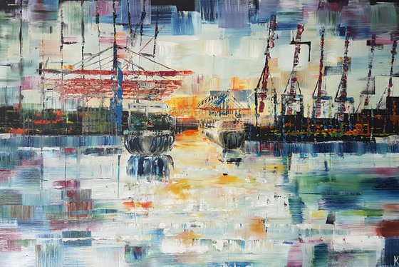 Good morning Hamburg (Port, modern Impressionism)