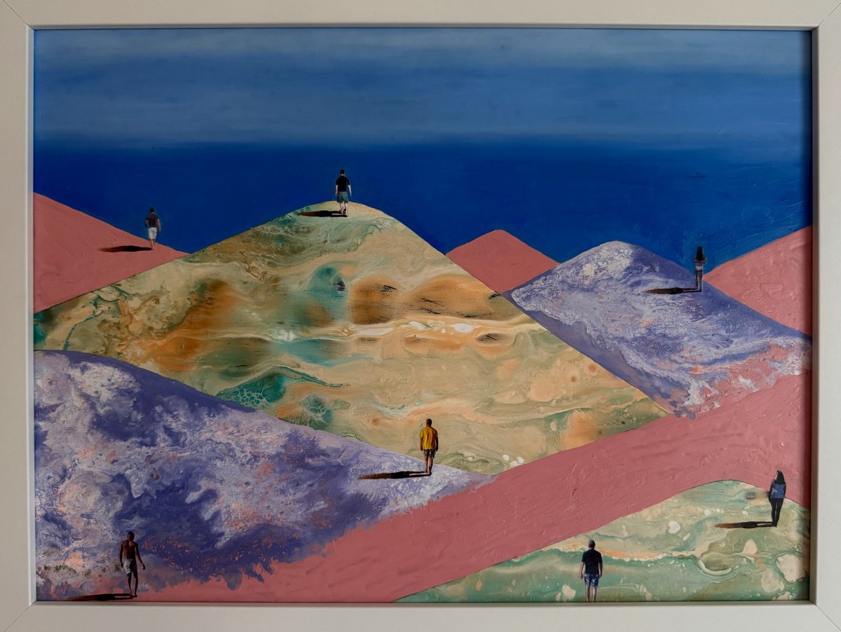 Geometric Landscape Painting By Stefano Pallara, 17 X 13", Navigating Impermanence N.8, Original Artwork