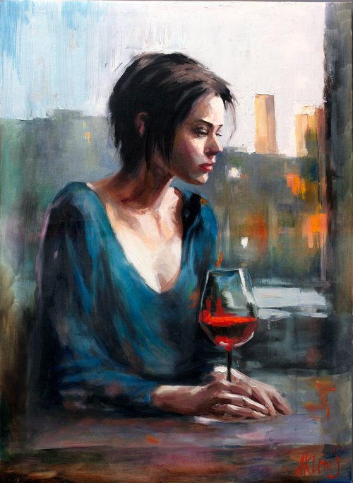 Girl with wine by Alexandr Klemens