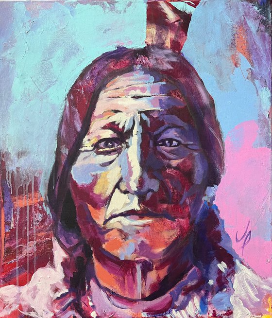 Native American Portrait 70x60cm acrylic on canvas
