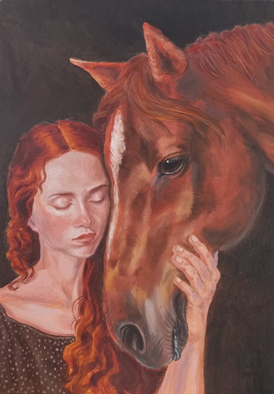 Horse lover. Portrait painter. Digital art. 60x80cm/23.6x31.5in