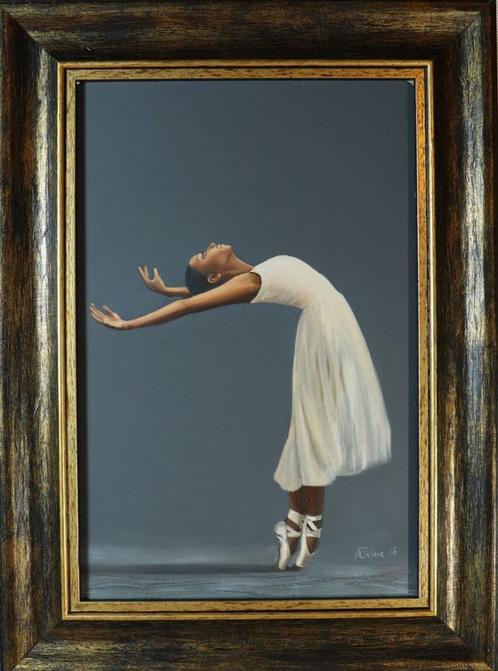 Ballet Portrait 2 , Dancer on Pointe, Ballet Oil Painting, Ballerina, Framed Art