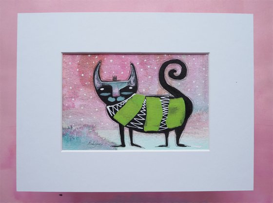 Baby it's cold outside - funny cat art