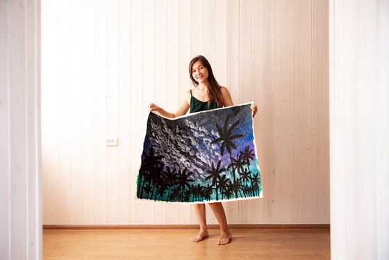 Palm trees shadows and starlight