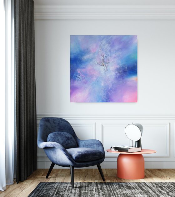 Awakening, Modern Colorful Abstract Painting 100x100cm by Anna Selina (2024)