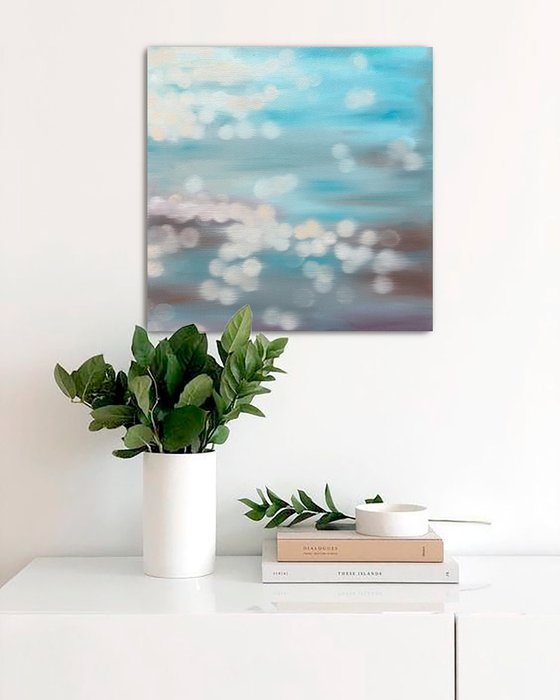 Bokeh blur water, blue light reflection