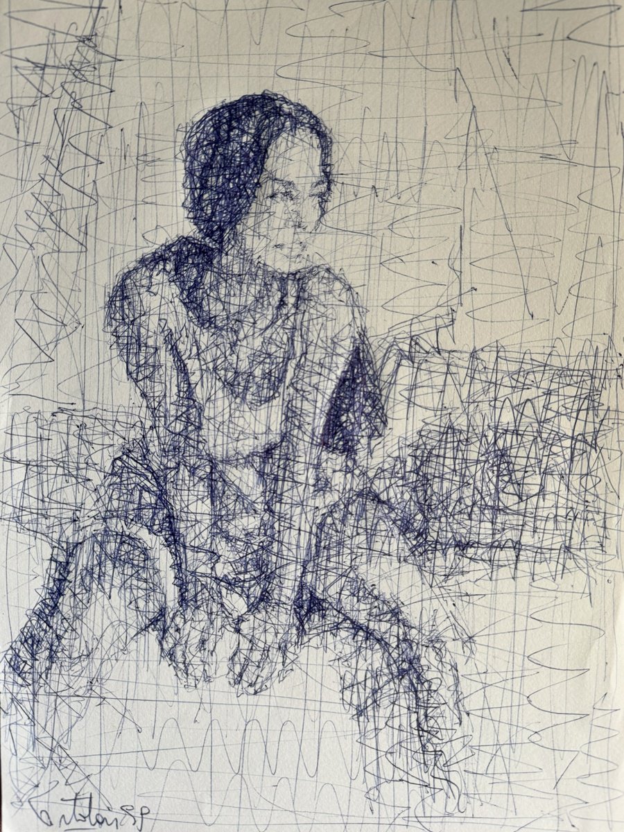 Impressionistic Ink Drawing , The Model By Marco Ortolan, 9 X 13, Artwork For Sale On Artfinder