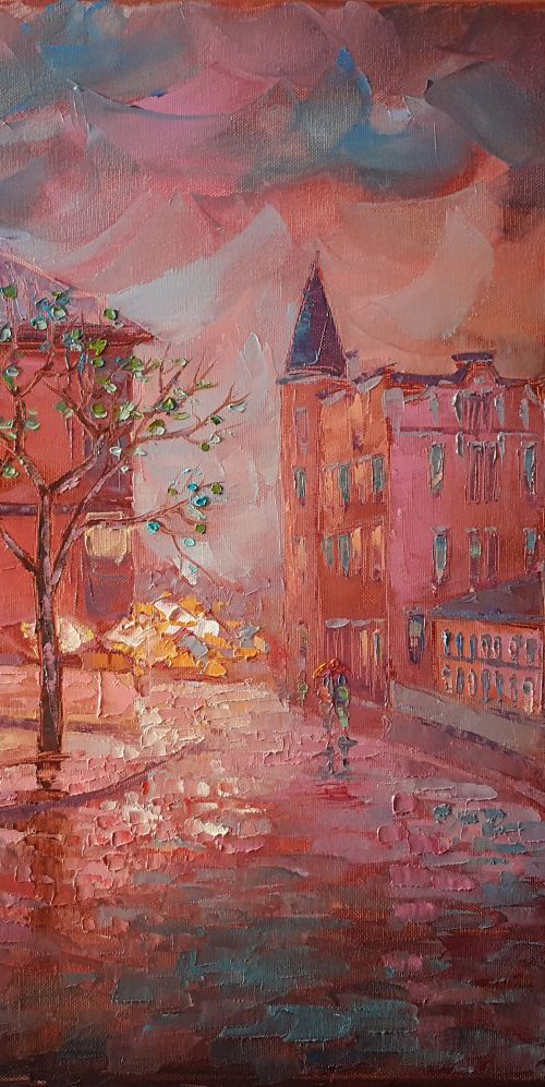 Evening street by Mary Voloshyna