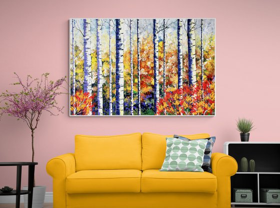 Magic Autumn luxury 152x101cm. Abstract impressionism painting Painting WITH POEM + BOOK. AND CREATED IN night dream.