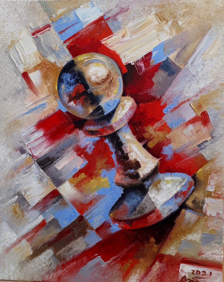 Impressionistic Still Life Oil Painting By Serhii Voichenko, 16 X 20", Pawn, Original Artwork