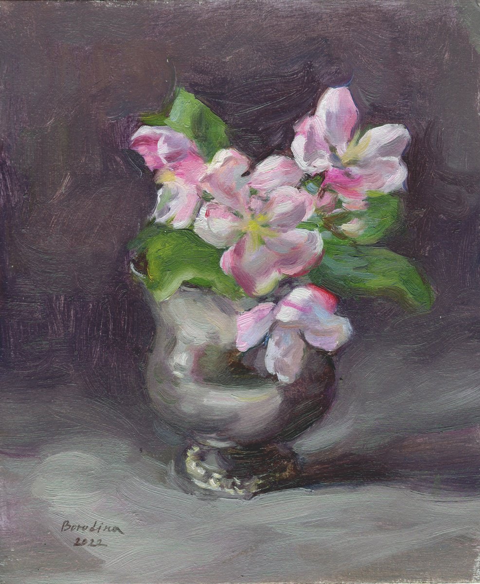Apple Blossom - Oil Stillife By Anastasia Borodina, 7 X 8, Artwork For Sale On Artfinder