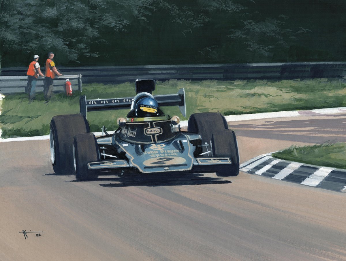 Illustrative Transport Painting By Martin Tomlinson, 19 X 15", Ronnie Peterson, Monza 1974, Original Artwork