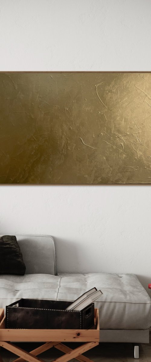 Wise Street - 152 x 76 cm - metallic gold paint on canvas by George Hall