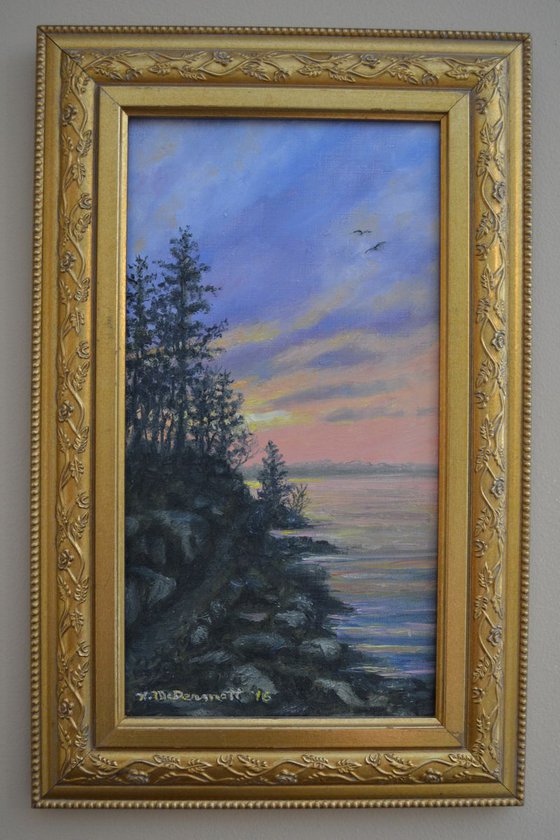 Cliff Walk - 13X7 framed oil