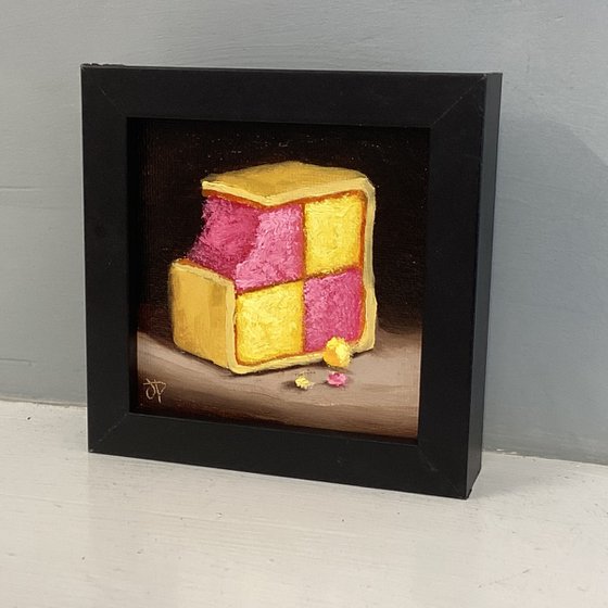 Little Battenberg cake slice