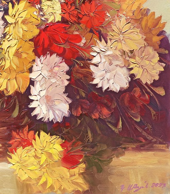 Wild flowers(100x80cm, oil painting, palette knife)