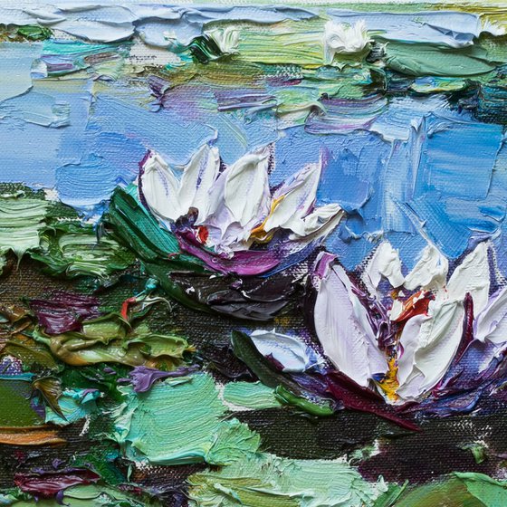 Water Lilies - Impasto Original Oil painting