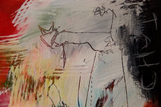 Cha-CHAT-cha - Original abstract painting on paper - One of a kind