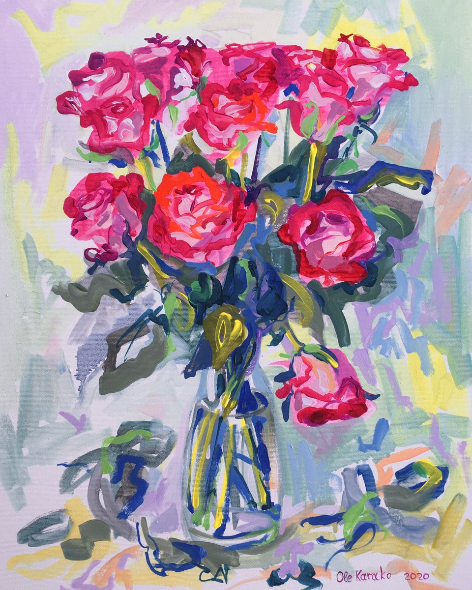 Bouquet of Roses 40X50cm by Ole Karako