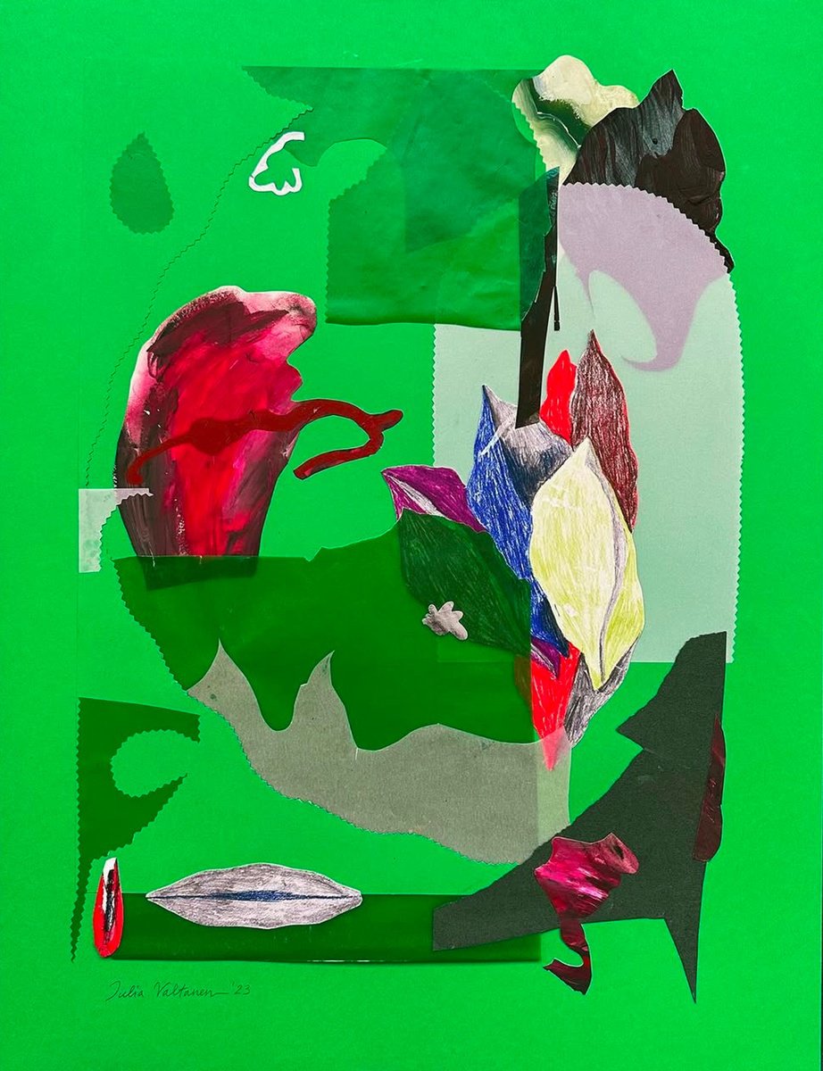 Organic Abstract Collage By Julia Valtanen, 20 X 26", I See Life In Every Leaf, Original Artwork