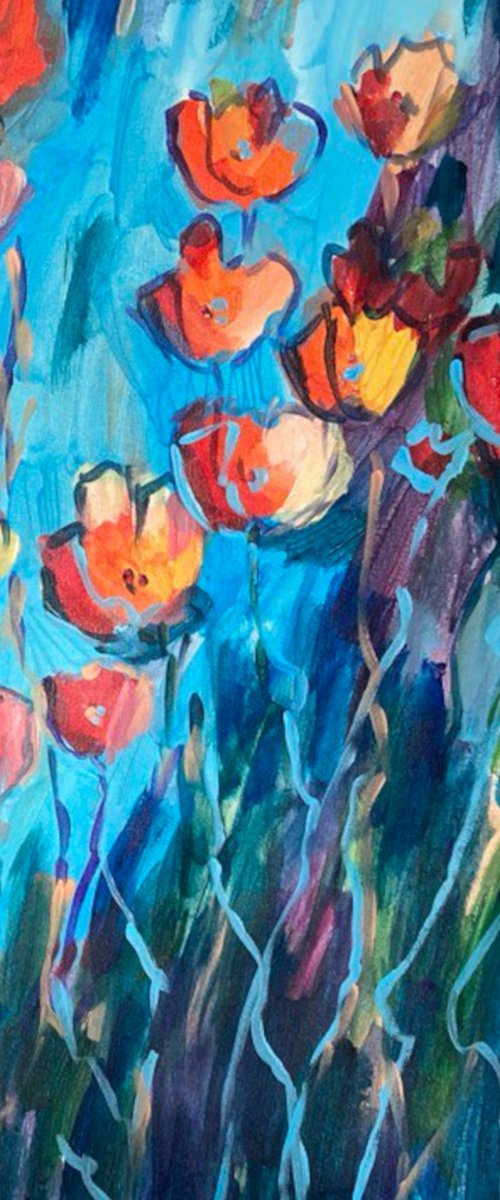 Summer Garden Poppies by Marina Krylova