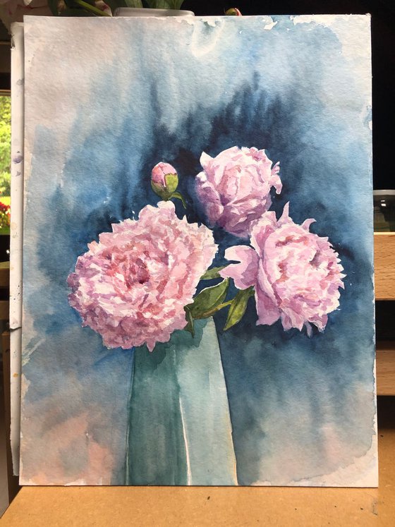 Symphonie in blue and pink - peonies