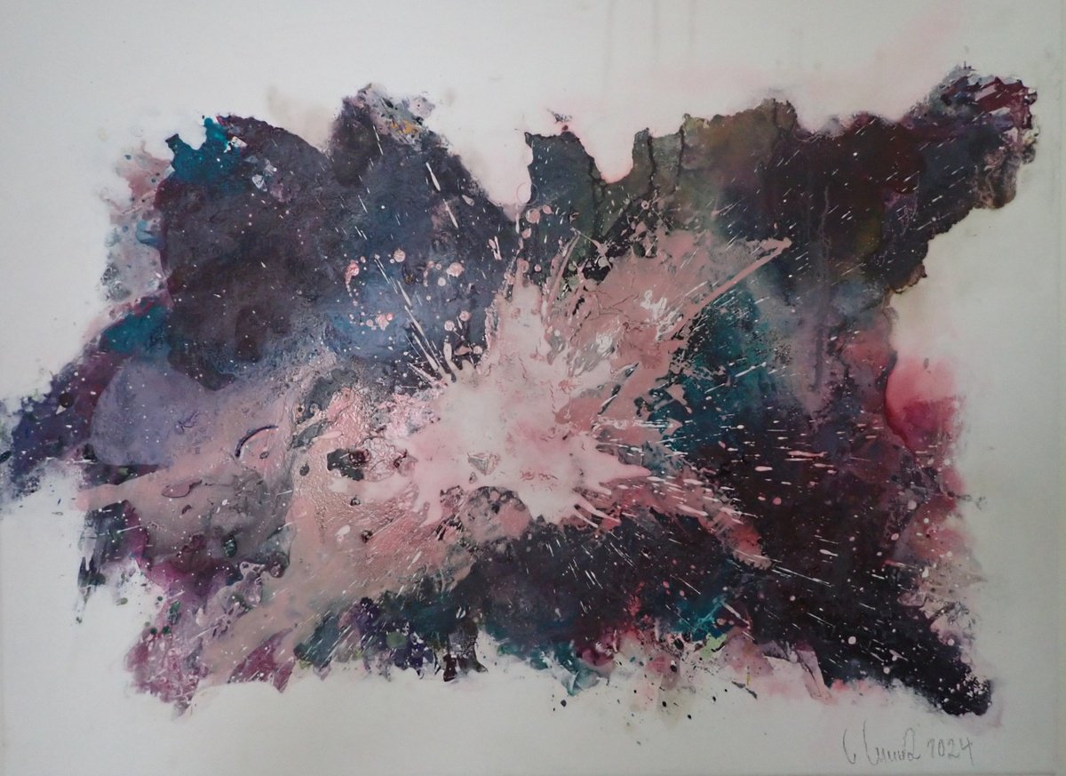 Abstract Painting By Christa Haack, 31 X 24, Nebula Serie - Seductive Message, Original Artwork