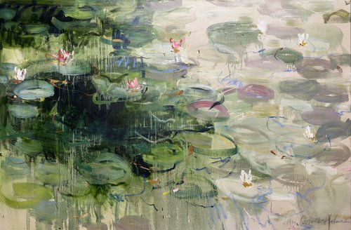 Green pond. Water lilies by Lilia Orlova-Holmes