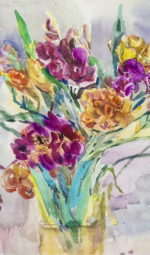 Freesias III by Florina Breazu