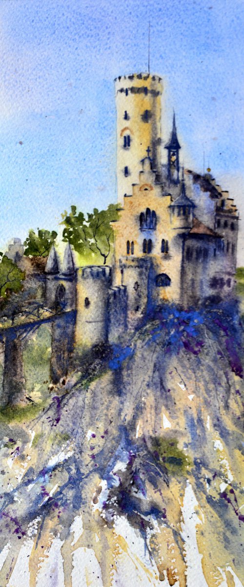 Schloss Lichtenstein Stuttgart Germany 17x36cm 2022 by Nenad Kojić watercolorist